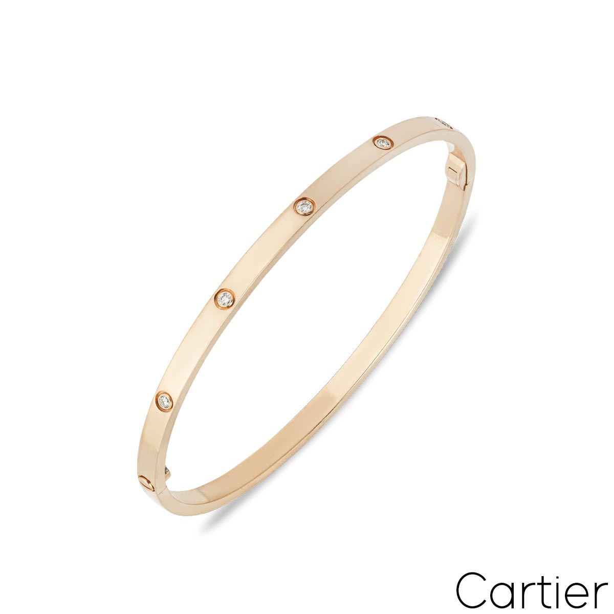 Cartier Rose Gold Full Diamond Love Bracelet SM Size 18 B6047918